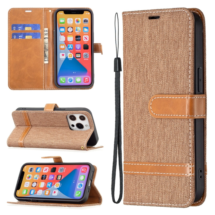For iPhone 13 mini Color Matching Denim Texture Horizontal Flip Leather Case with Holder & Card Slots & Wallet & Lanyard