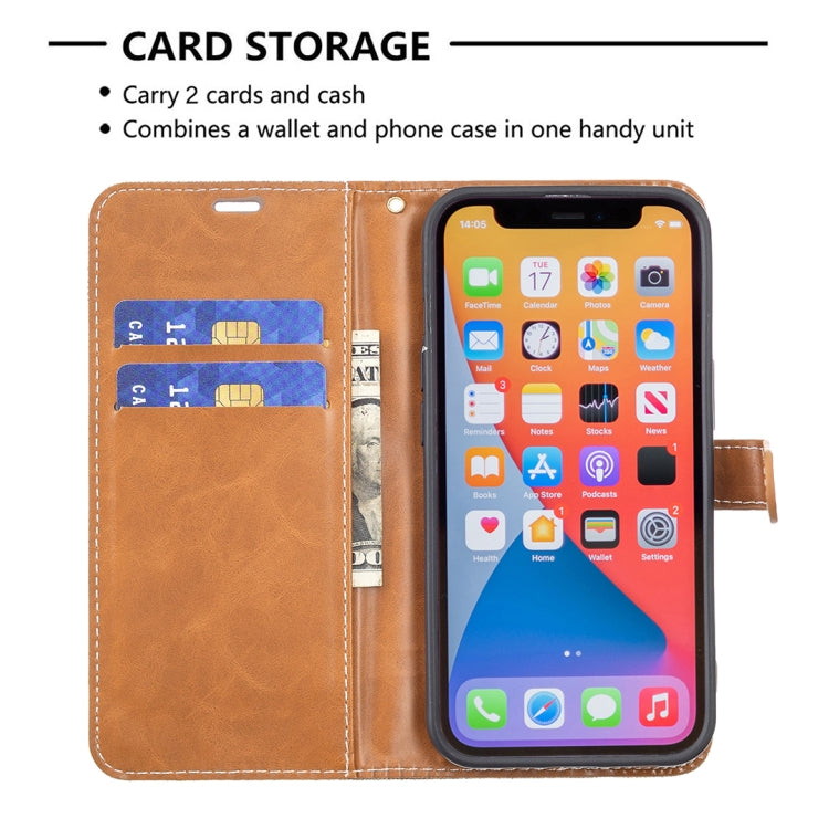For iPhone 13 mini Color Matching Denim Texture Horizontal Flip Leather Case with Holder & Card Slots & Wallet & Lanyard