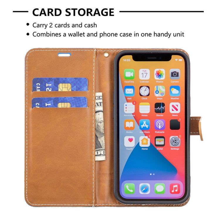 For iPhone 13 mini Color Matching Denim Texture Horizontal Flip Leather Case with Holder & Card Slots & Wallet & Lanyard