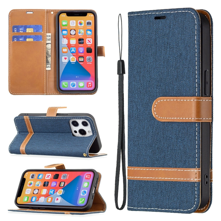 For iPhone 13 mini Color Matching Denim Texture Horizontal Flip Leather Case with Holder & Card Slots & Wallet & Lanyard