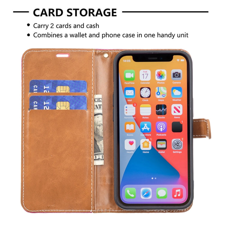 For iPhone 13 mini Color Matching Denim Texture Horizontal Flip Leather Case with Holder & Card Slots & Wallet & Lanyard