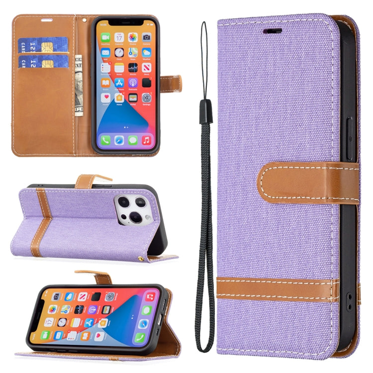 For iPhone 13 Color Matching Denim Texture Horizontal Flip Leather Case with Holder & Card Slots & Wallet & Lanyard
