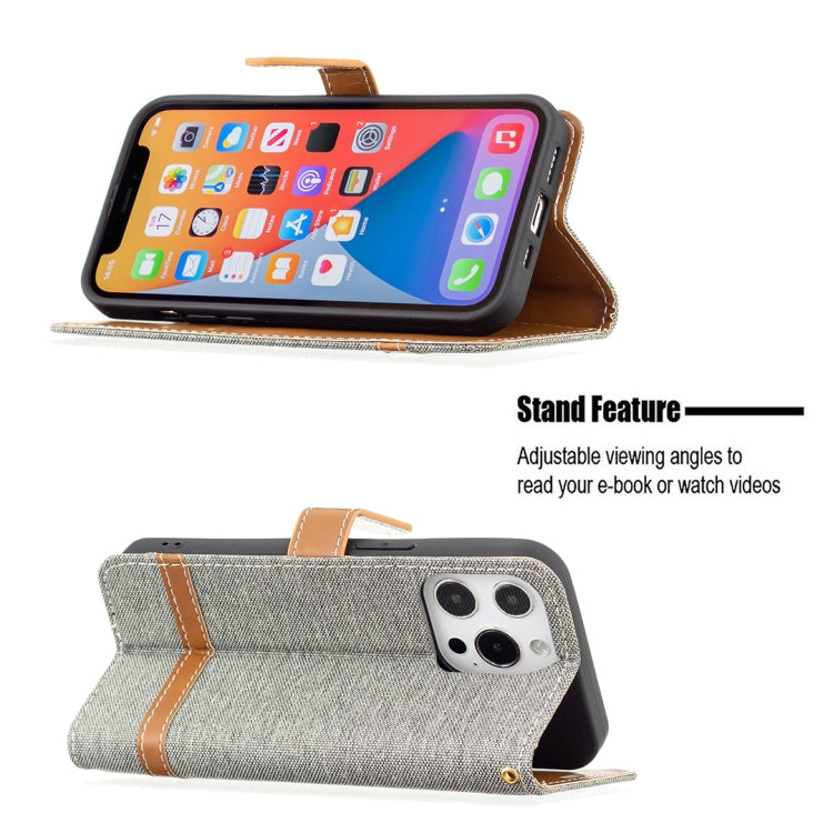 For iPhone 13 Color Matching Denim Texture Horizontal Flip Leather Case with Holder & Card Slots & Wallet & Lanyard