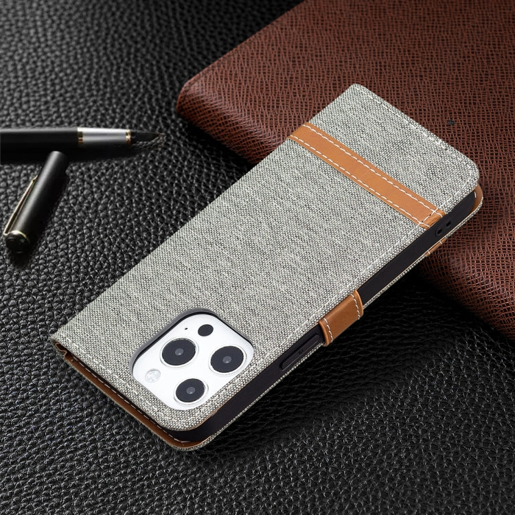 For iPhone 13 Color Matching Denim Texture Horizontal Flip Leather Case with Holder & Card Slots & Wallet & Lanyard