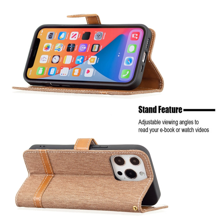 For iPhone 13 Color Matching Denim Texture Horizontal Flip Leather Case with Holder & Card Slots & Wallet & Lanyard