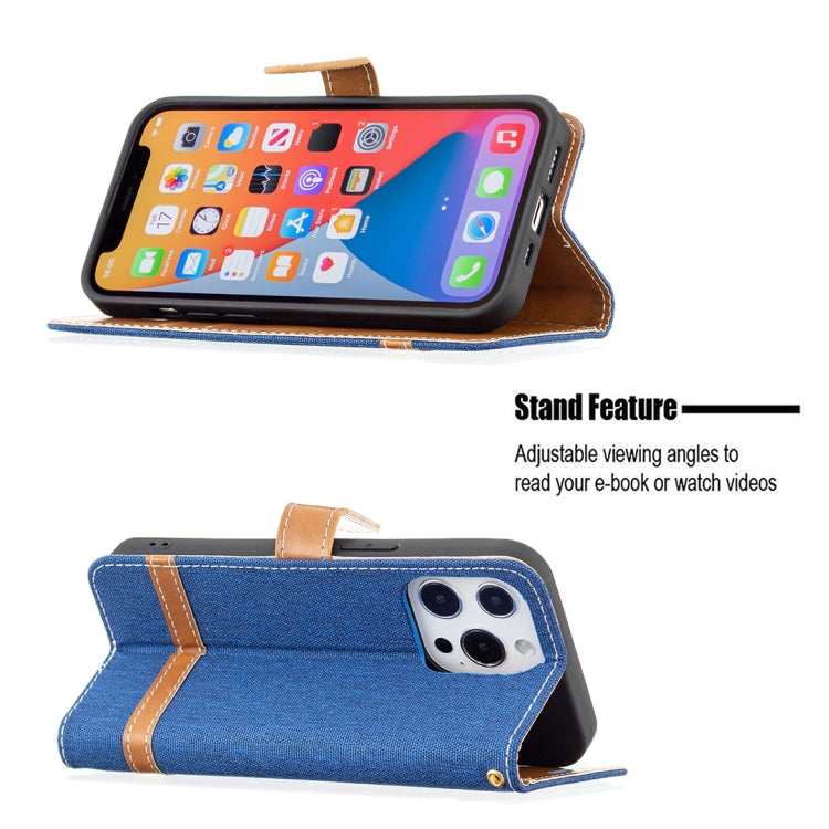 For iPhone 13 Color Matching Denim Texture Horizontal Flip Leather Case with Holder & Card Slots & Wallet & Lanyard