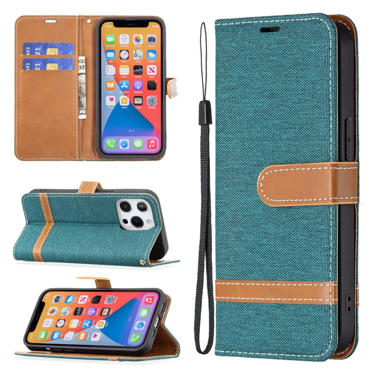 For iPhone 13 Color Matching Denim Texture Horizontal Flip Leather Case with Holder & Card Slots & Wallet & Lanyard