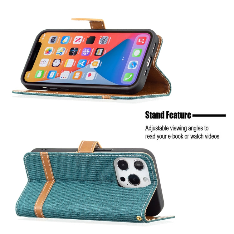 For iPhone 13 Color Matching Denim Texture Horizontal Flip Leather Case with Holder & Card Slots & Wallet & Lanyard