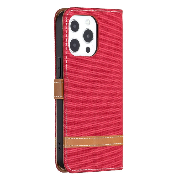 For iPhone 13 Pro Color Matching Denim Texture Horizontal Flip Leather Case with Holder & Card Slots & Wallet & Lanyard