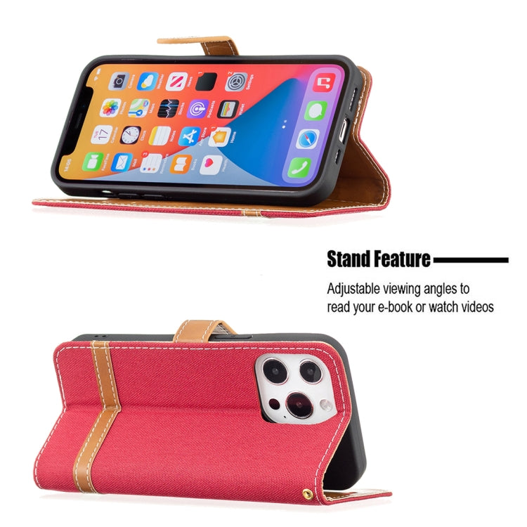 For iPhone 13 Pro Color Matching Denim Texture Horizontal Flip Leather Case with Holder & Card Slots & Wallet & Lanyard