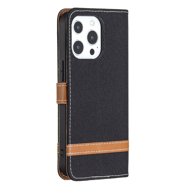 For iPhone 13 Pro Color Matching Denim Texture Horizontal Flip Leather Case with Holder & Card Slots & Wallet & Lanyard
