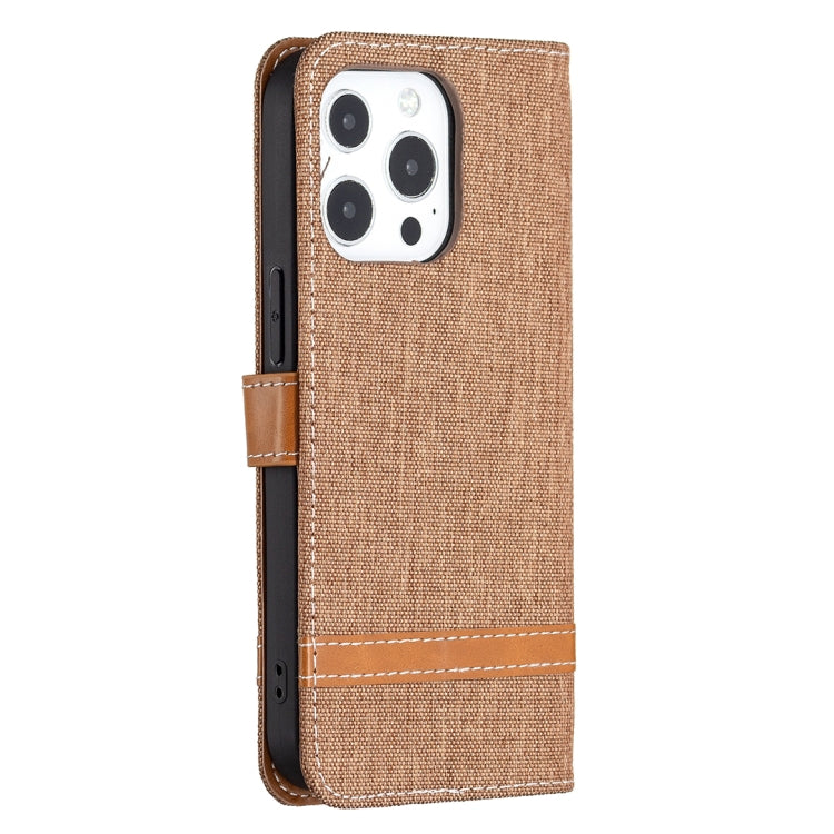For iPhone 13 Pro Color Matching Denim Texture Horizontal Flip Leather Case with Holder & Card Slots & Wallet & Lanyard