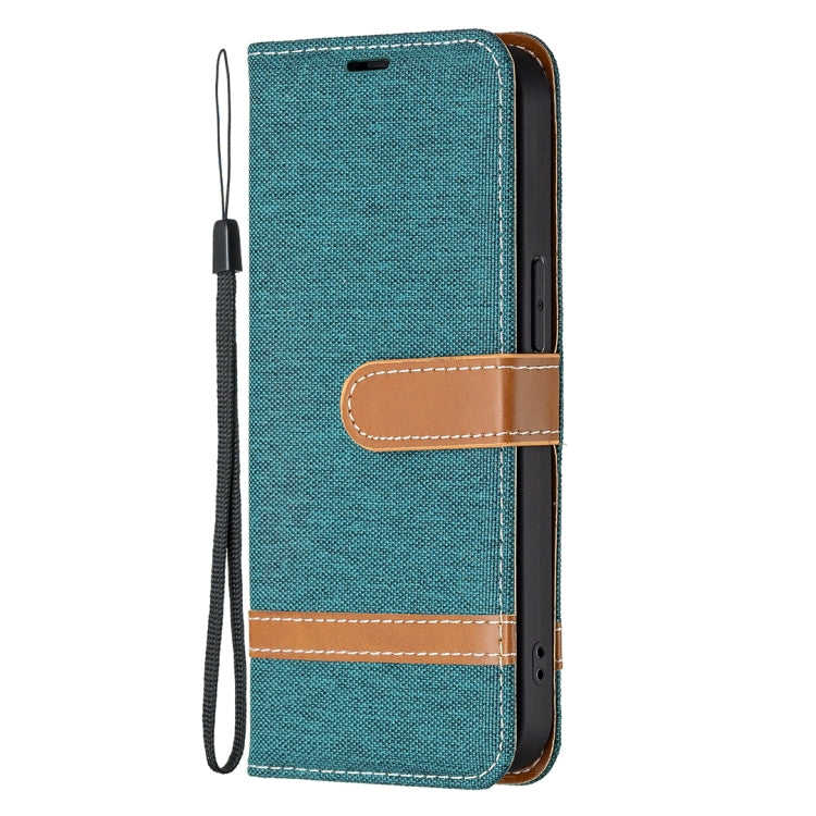 For iPhone 13 Pro Color Matching Denim Texture Horizontal Flip Leather Case with Holder & Card Slots & Wallet & Lanyard