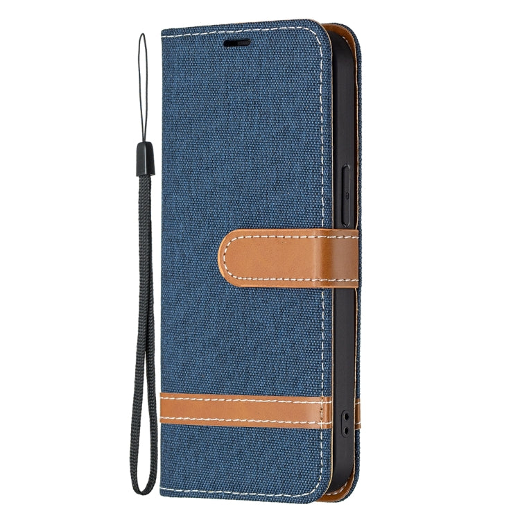For iPhone 13 Pro Color Matching Denim Texture Horizontal Flip Leather Case with Holder & Card Slots & Wallet & Lanyard
