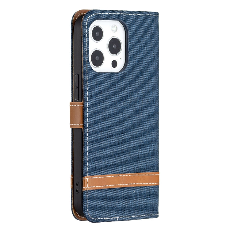 For iPhone 13 Pro Color Matching Denim Texture Horizontal Flip Leather Case with Holder & Card Slots & Wallet & Lanyard