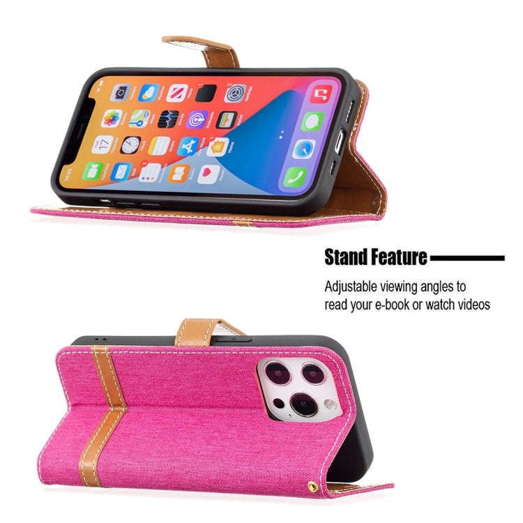 For iPhone 13 Pro Color Matching Denim Texture Horizontal Flip Leather Case with Holder & Card Slots & Wallet & Lanyard
