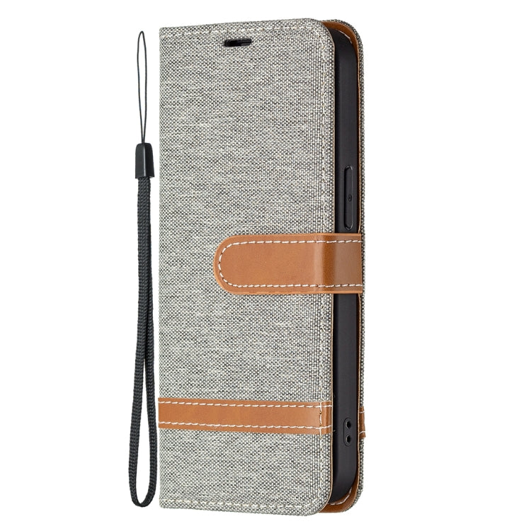 For iPhone 13 Pro Max Color Matching Denim Texture Horizontal Flip Leather Case with Holder & Card Slots & Wallet & Lanyard