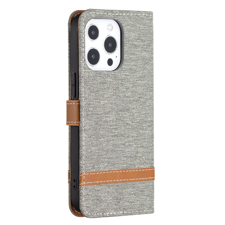 For iPhone 13 Pro Max Color Matching Denim Texture Horizontal Flip Leather Case with Holder & Card Slots & Wallet & Lanyard