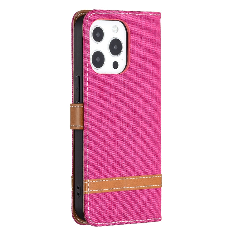 For iPhone 13 Pro Max Color Matching Denim Texture Horizontal Flip Leather Case with Holder & Card Slots & Wallet & Lanyard