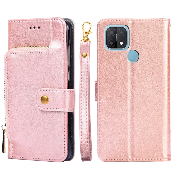 For OPPO A15 Zipper Bag PU + TPU Horizontal Flip Leather Case with Holder & Card Slot & Wallet & Lanyard