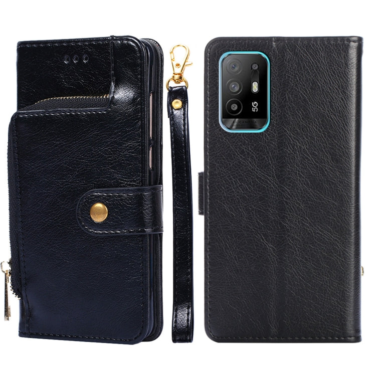 For OPPO A94 5G / F19 Pro+ 5G Zipper Bag PU + TPU Horizontal Flip Leather Case with Holder & Card Slot & Wallet & Lanyard