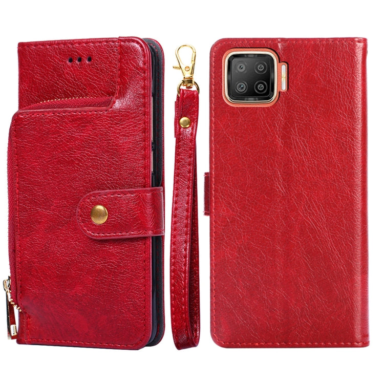 For OPPO F17 / A73 Zipper Bag PU + TPU Horizontal Flip Leather Case with Holder & Card Slot & Wallet & Lanyard