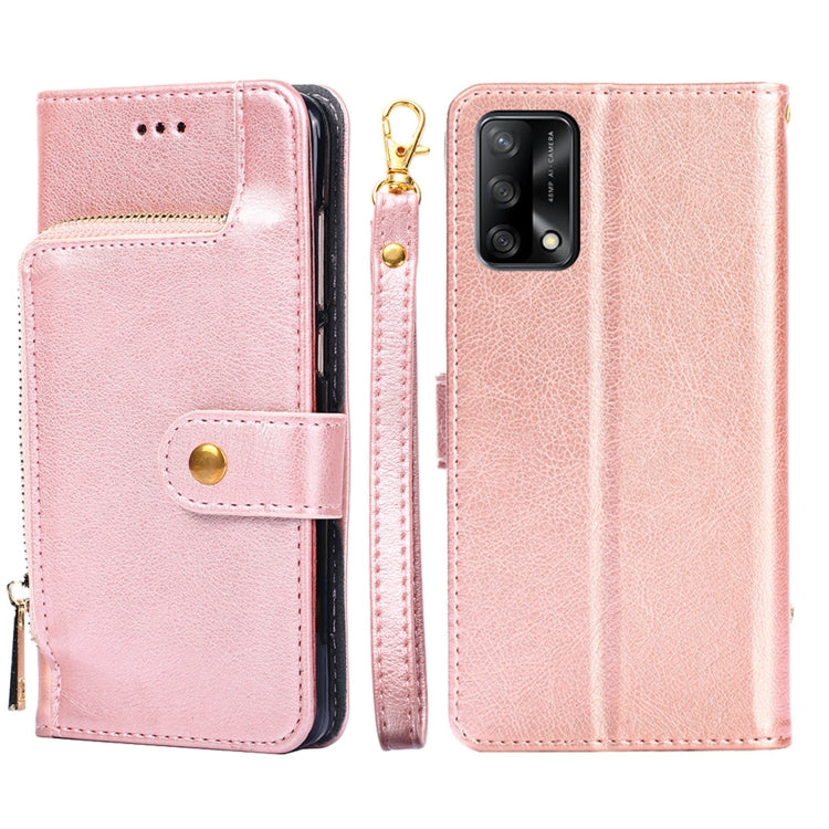For OPPO F19 / A74 Zipper Bag PU + TPU Horizontal Flip Leather Case with Holder & Card Slot & Wallet & Lanyard