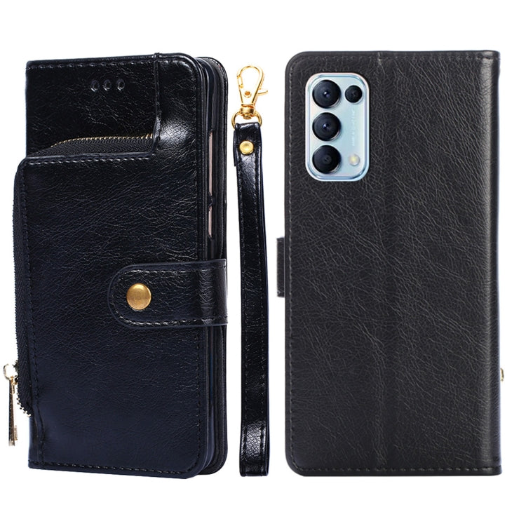 For OPPO Reno5 4G Zipper Bag PU + TPU Horizontal Flip Leather Case with Holder & Card Slot & Wallet & Lanyard