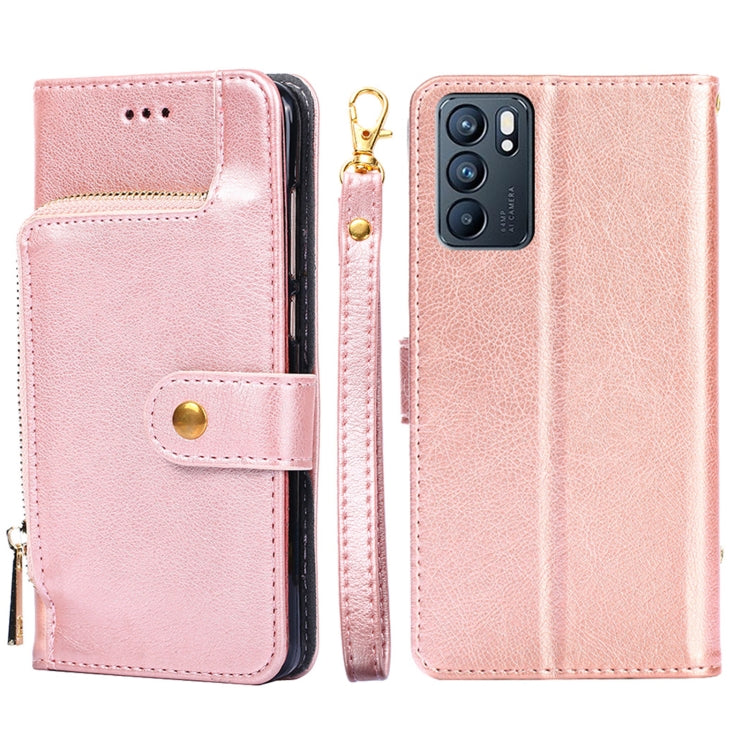 For OPPO Reno6 Zipper Bag PU + TPU Horizontal Flip Leather Case with Holder & Card Slot & Wallet & Lanyard