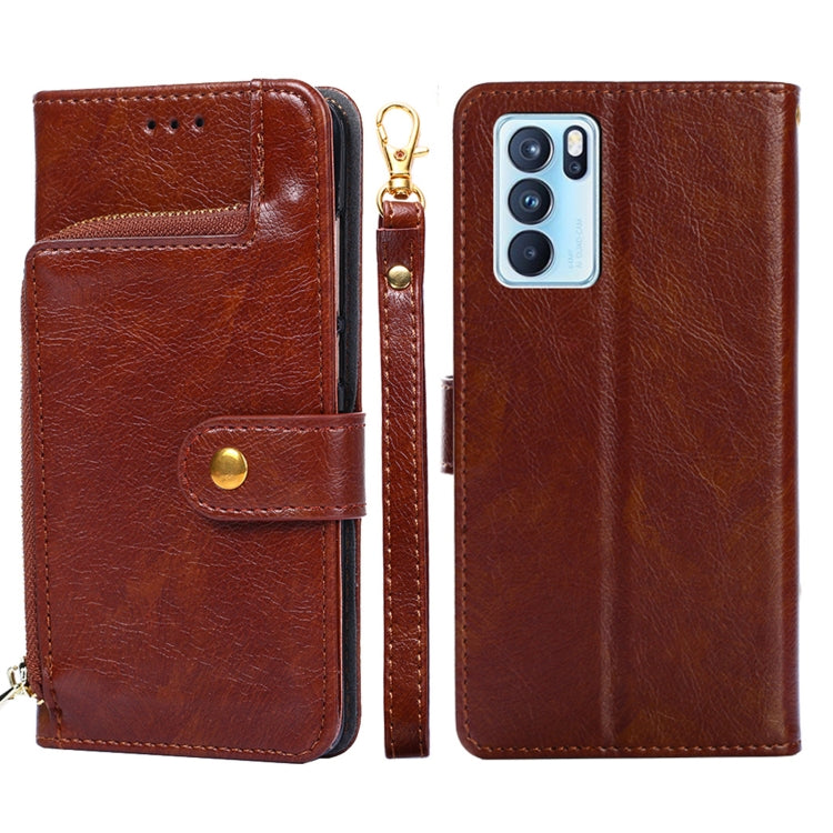 For OPPO Reno6 Pro 5G Zipper Bag PU + TPU Horizontal Flip Leather Case with Holder & Card Slot & Wallet & Lanyard