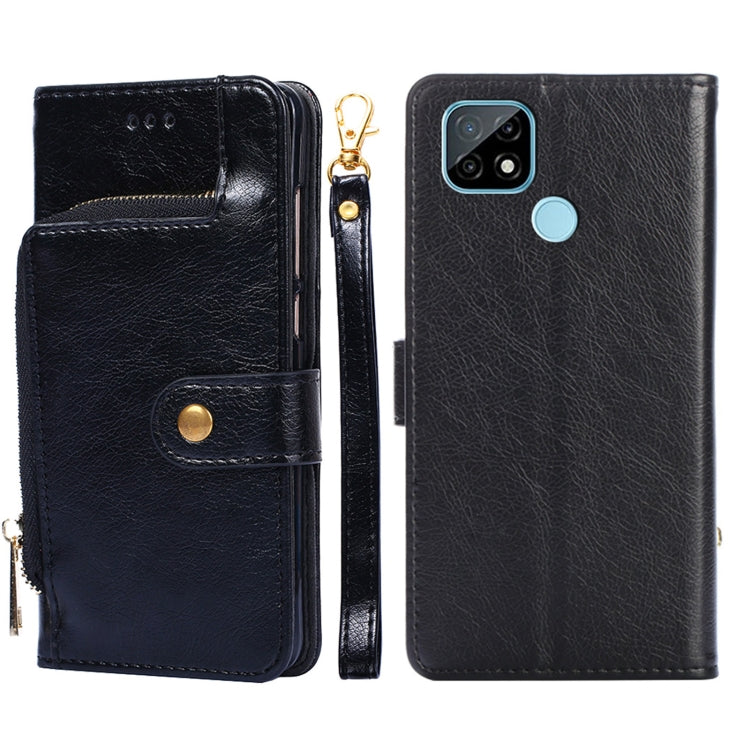 For Realme C21 Zipper Bag PU + TPU Horizontal Flip Leather Case with Holder & Card Slot & Wallet & Lanyard