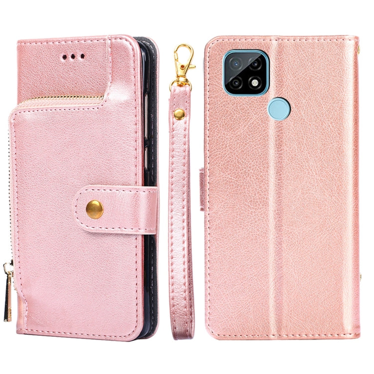 For Realme C21 Zipper Bag PU + TPU Horizontal Flip Leather Case with Holder & Card Slot & Wallet & Lanyard