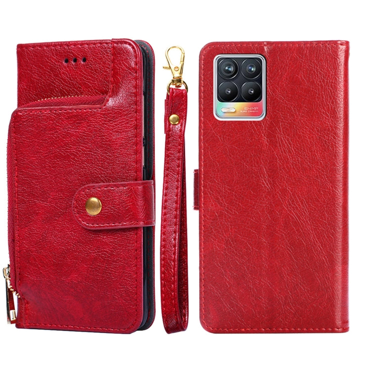 For Realme 8 / 8 Pro Zipper Bag PU + TPU Horizontal Flip Leather Case with Holder & Card Slot & Wallet & Lanyard