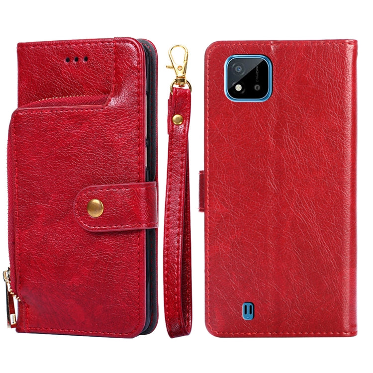 For Realme C20 Zipper Bag PU + TPU Horizontal Flip Leather Case with Holder & Card Slot & Wallet & Lanyard