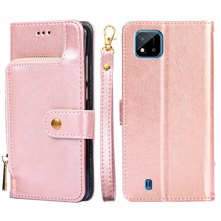 For Realme C20 Zipper Bag PU + TPU Horizontal Flip Leather Case with Holder & Card Slot & Wallet & Lanyard