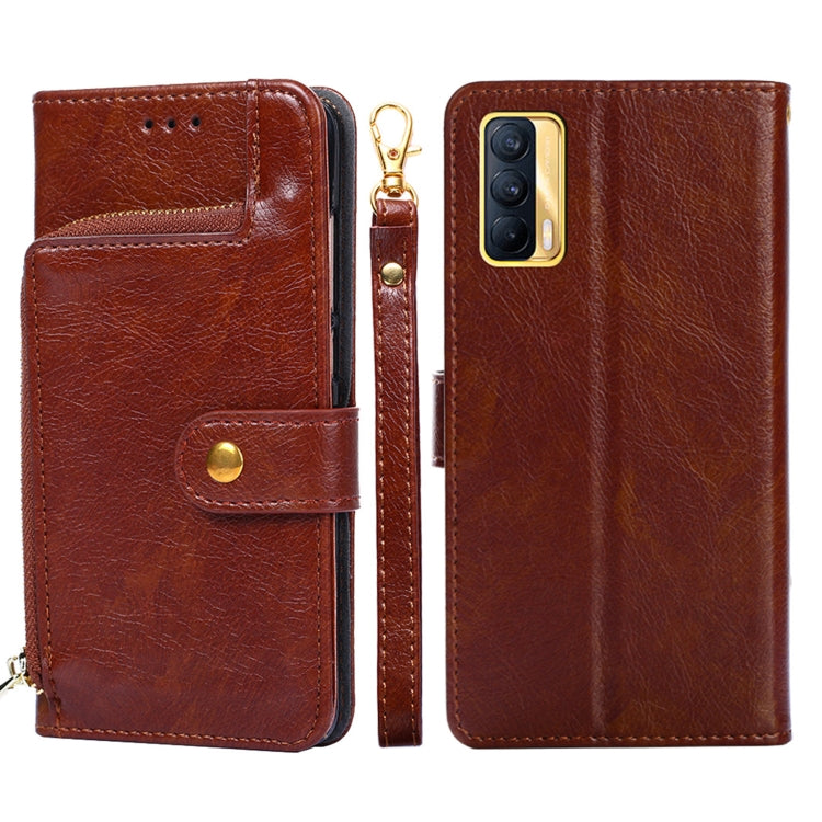 For Realme V15 5G Zipper Bag PU + TPU Horizontal Flip Leather Case with Holder & Card Slot & Wallet & Lanyard