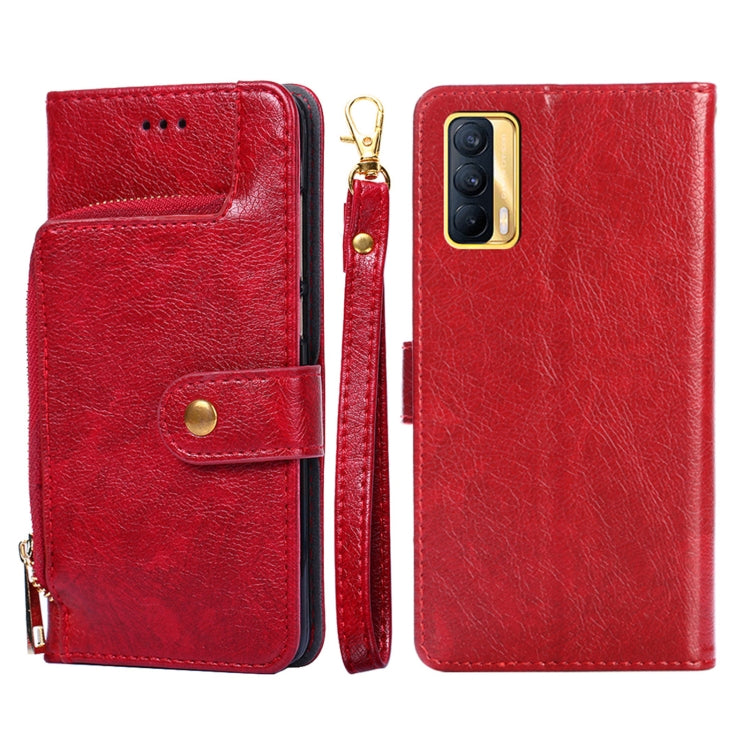 For Realme V15 5G Zipper Bag PU + TPU Horizontal Flip Leather Case with Holder & Card Slot & Wallet & Lanyard