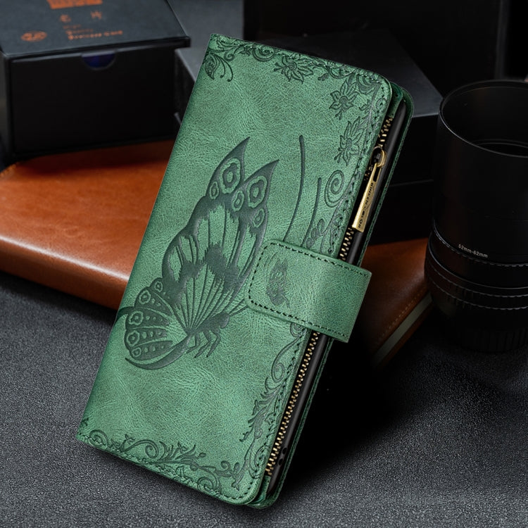 For iPhone 13 mini Flying Butterfly Embossing Pattern Zipper Horizontal Flip Leather Case with Holder & Card Slots & Wallet