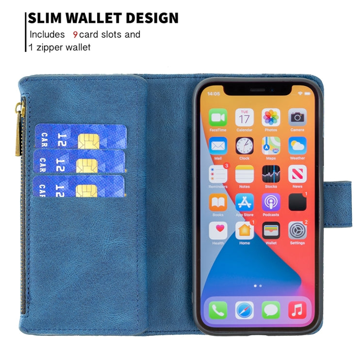 For iPhone 13 Flying Butterfly Embossing Pattern Zipper Horizontal Flip Leather Case with Holder & Card Slots & Wallet