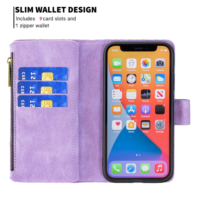 For iPhone 13 Pro Flying Butterfly Embossing Pattern Zipper Horizontal Flip Leather Case with Holder & Card Slots & Wallet