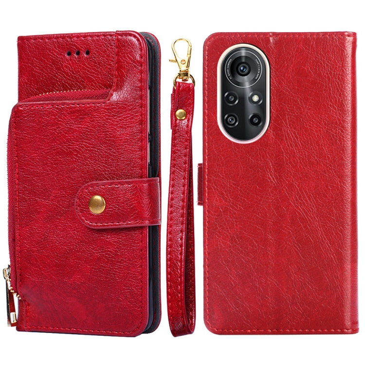 For Huawei nova 8 Pro 5G Zipper Bag PU + TPU Horizontal Flip Leather Case with Holder & Card Slot & Wallet & Lanyard