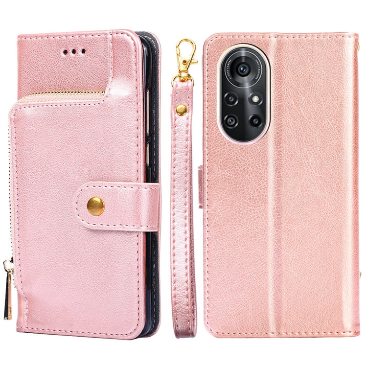 For Huawei nova 8 Pro 5G Zipper Bag PU + TPU Horizontal Flip Leather Case with Holder & Card Slot & Wallet & Lanyard