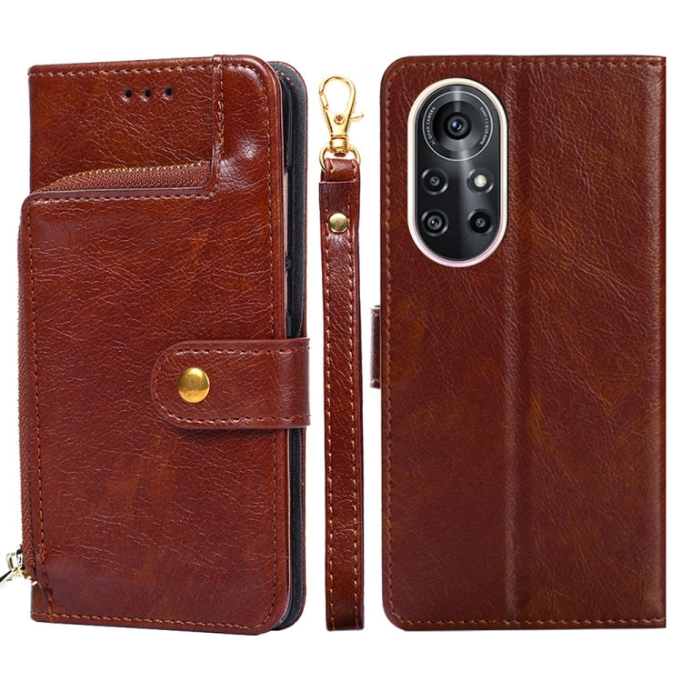 For Huawei nova 8 Pro 5G Zipper Bag PU + TPU Horizontal Flip Leather Case with Holder & Card Slot & Wallet & Lanyard