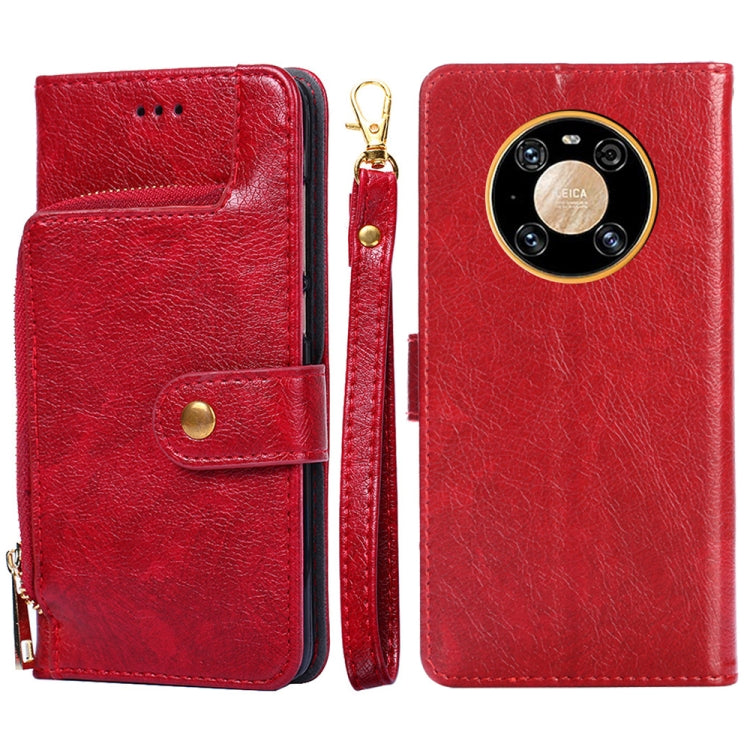 For Huawei Mate 40 Zipper Bag PU + TPU Horizontal Flip Leather Case with Holder & Card Slot & Wallet & Lanyard