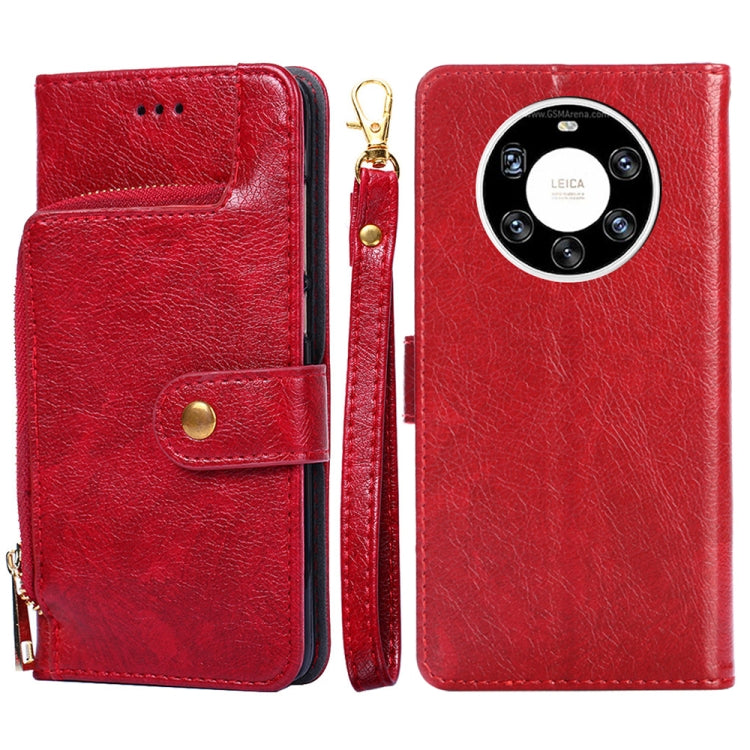 For Huawei Mate 40 Pro+ Zipper Bag PU + TPU Horizontal Flip Leather Case with Holder & Card Slot & Wallet & Lanyard