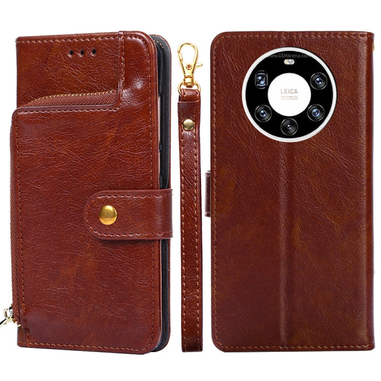 For Huawei Mate 40 Pro+ Zipper Bag PU + TPU Horizontal Flip Leather Case with Holder & Card Slot & Wallet & Lanyard