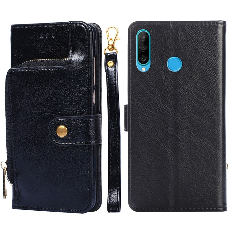 For Huawei P30 lite / nova 4e Zipper Bag PU + TPU Horizontal Flip Leather Case with Holder & Card Slot & Wallet & Lanyard