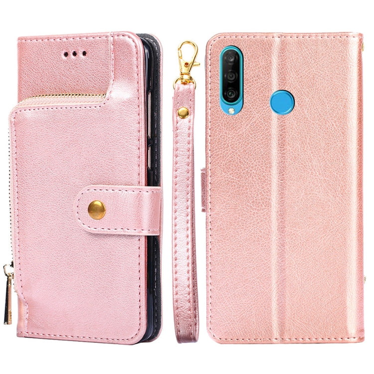For Huawei P30 lite / nova 4e Zipper Bag PU + TPU Horizontal Flip Leather Case with Holder & Card Slot & Wallet & Lanyard