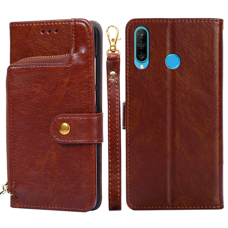For Huawei P30 lite / nova 4e Zipper Bag PU + TPU Horizontal Flip Leather Case with Holder & Card Slot & Wallet & Lanyard