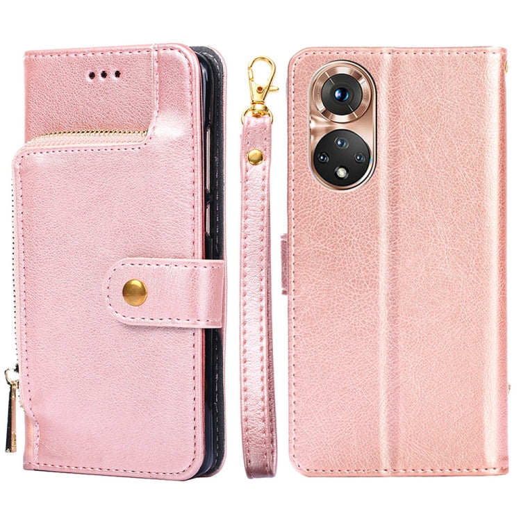 For Honor 50 Zipper Bag PU + TPU Horizontal Flip Leather Case with Holder & Card Slot & Wallet & Lanyard